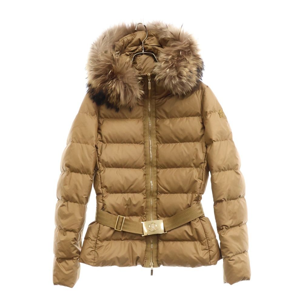 モンクレール　angers アンジェ ベルト付き ダウンジャケット ベージュ　0 MONCLER (モンクレール) ANGERS アンジェ ファーフード ベルト付き