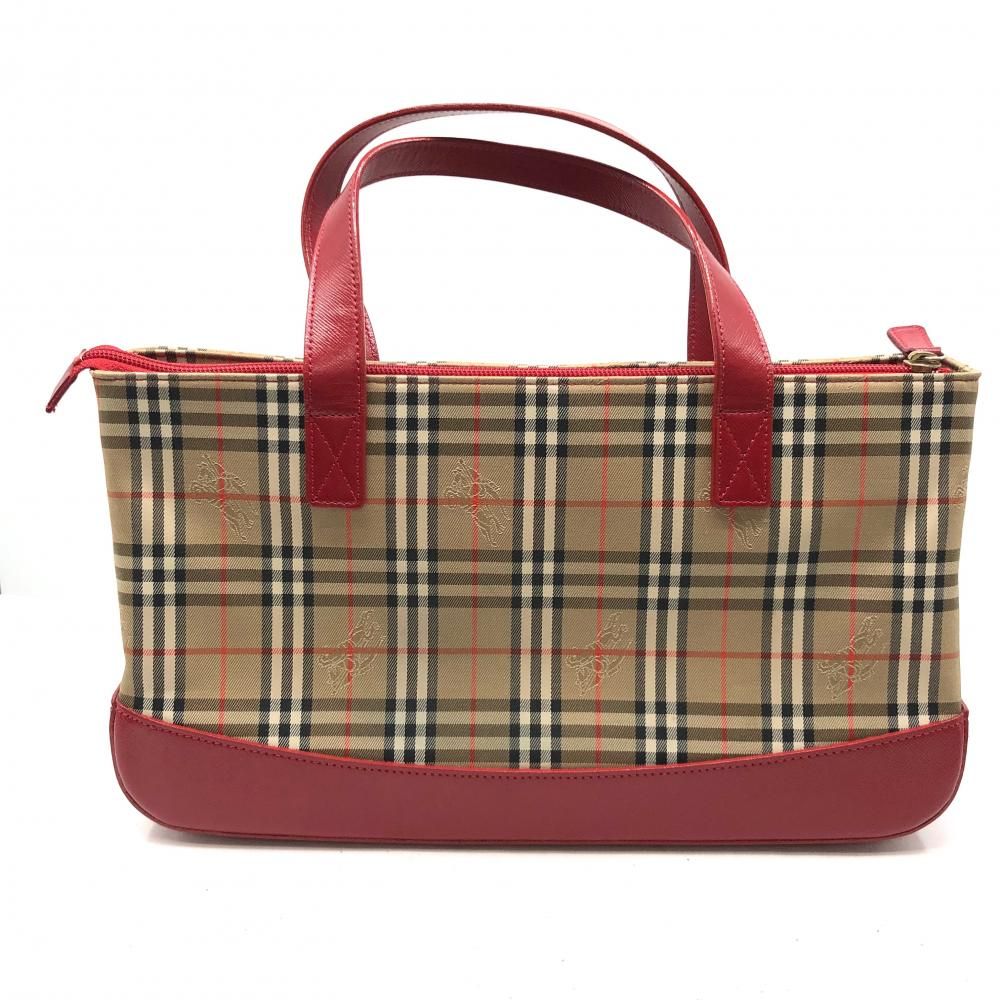 バーバリー ノバチェック ポーチ ベージュ ブラック レッド キャンバス