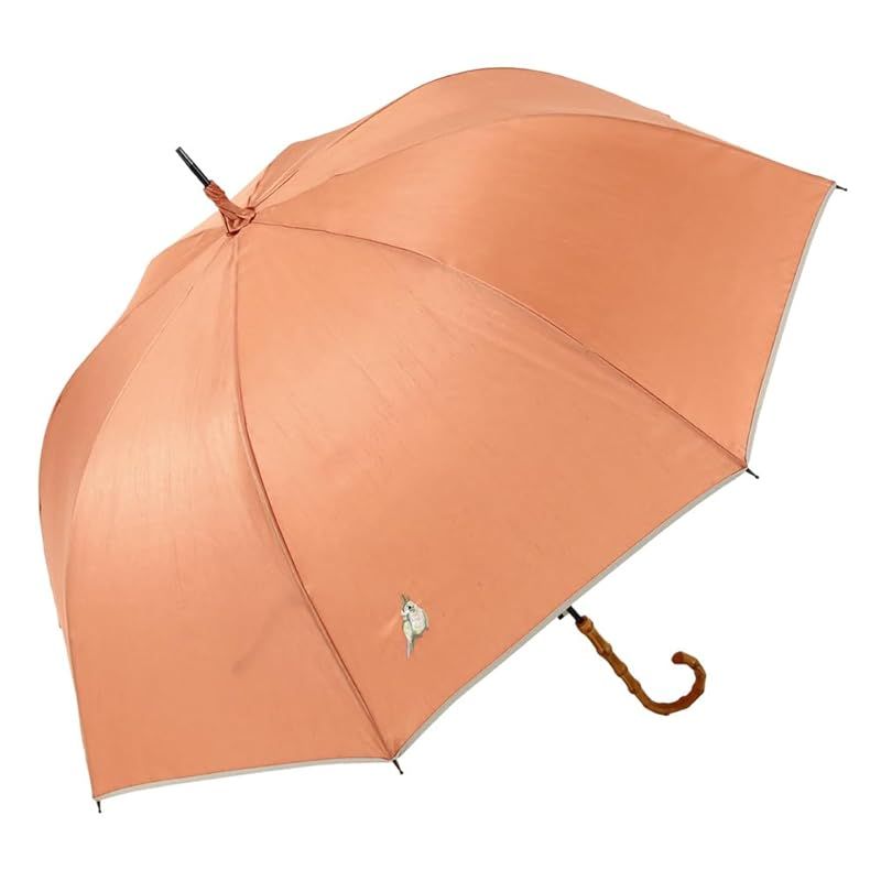 [シノワズリーモダン]晴雨兼用傘 日傘雨傘 長傘 レディース 遮光雨傘 1級遮光 UVカット 晴雨兼用傘 大判 長傘 深張り (オレンジ×オカメインコ) 0