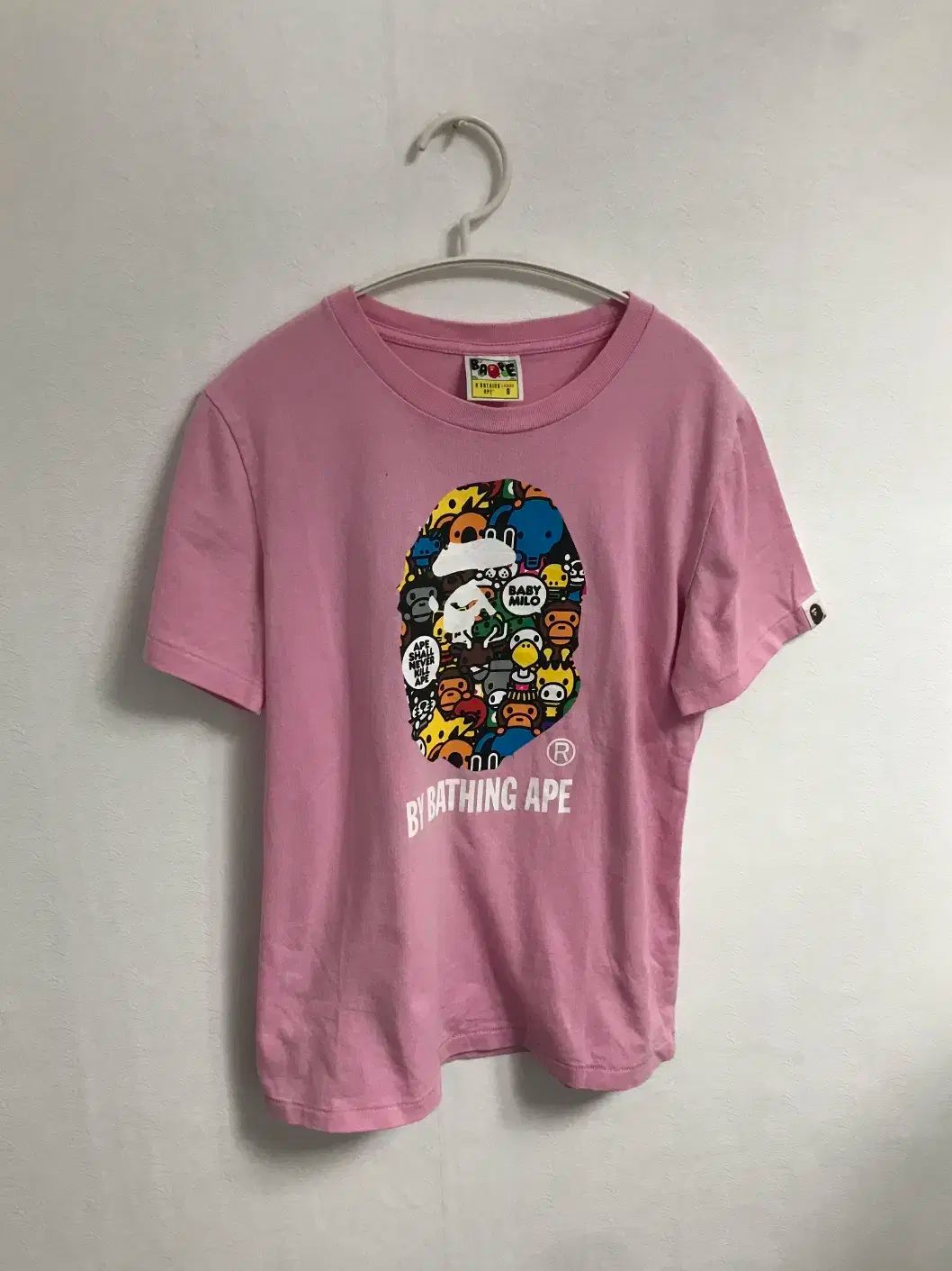 A BATHING APE アベイシングエイプ ピンク マイロ サル 半袖 Tシャツ