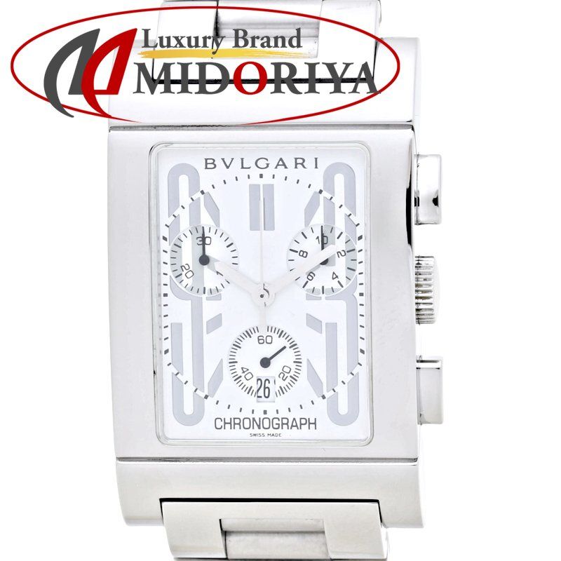 ブルガリ レッタンゴロ RT45S 革ベルト レザー 自動巻き 白 メンズ