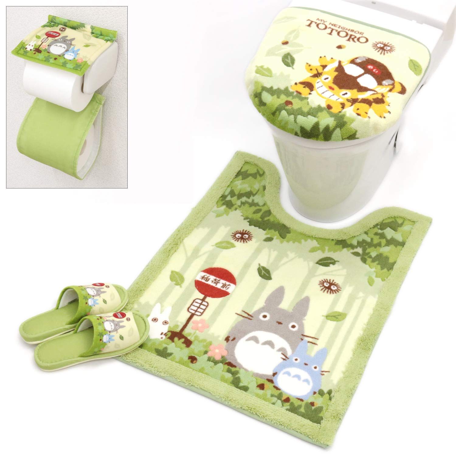 となりのトトロ トイレマット セット 4点 グリーン マルチ型 洗浄便座
