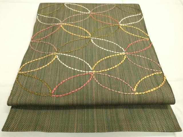 平和屋着物○本場筑前博多織 八寸名古屋帯 七宝文 正絹 逸品