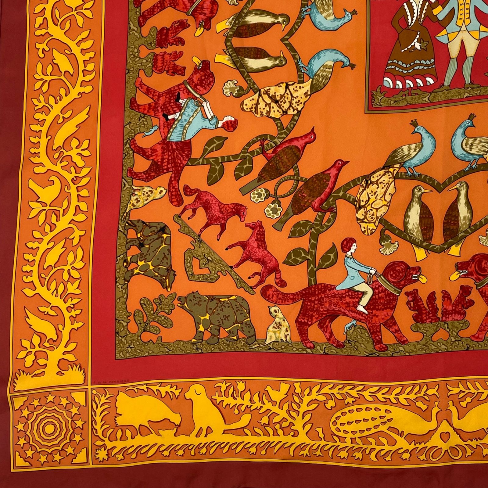 美品 HERMES エルメス カレ90 EARLY AMERICA 古き良きアメリカ 動物柄