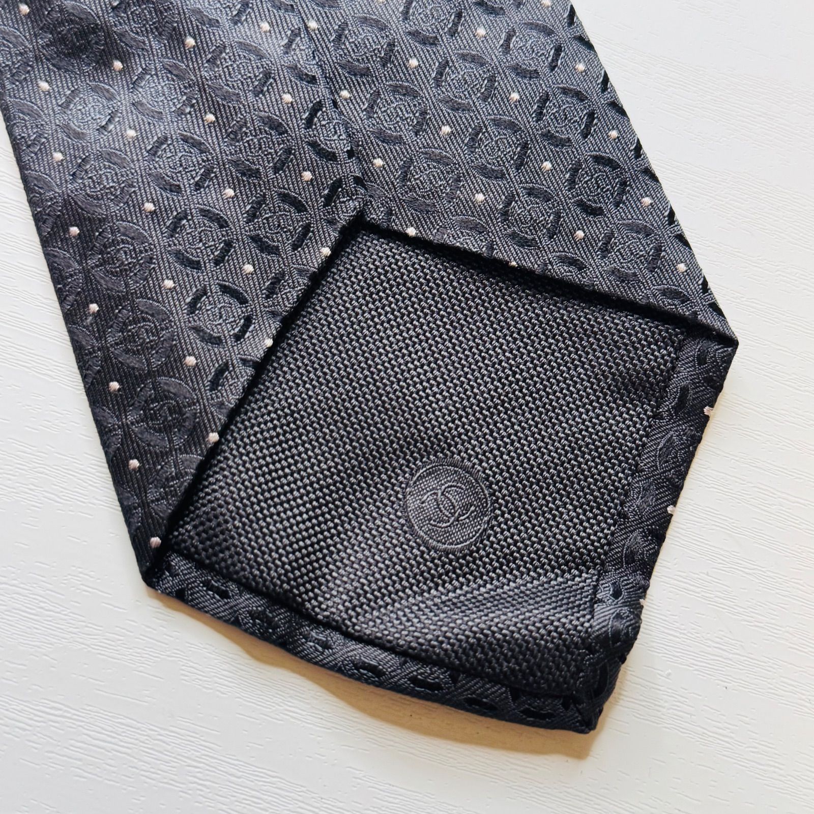 CHANEL シャネル ネクタイ ココマーク チェーン 黒 ブラック