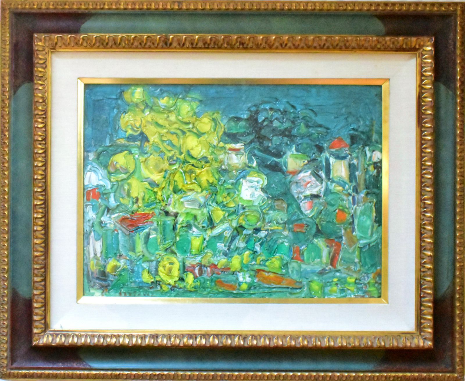 アンドレ・コタボ 「ヴァロリスの丘とミモザ」 油彩 仏P8号 真作保証