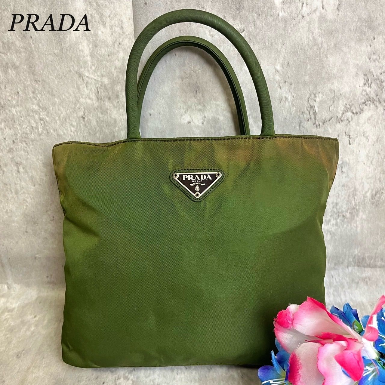 ✨良品✨ PRADA プラダ ハンドバッグ トートバッグ 三角ロゴプレート 