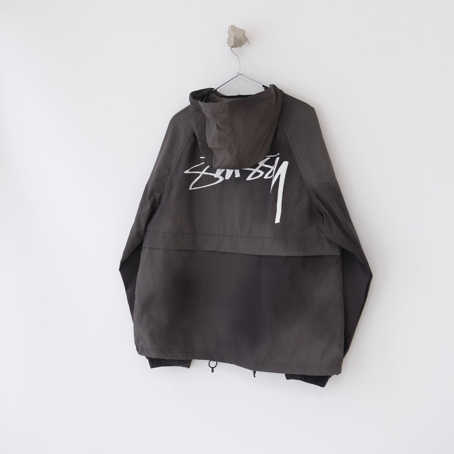 STUSSY BEACH SHELL WAVE DYE BLACK シェル ナイロン ジャケット