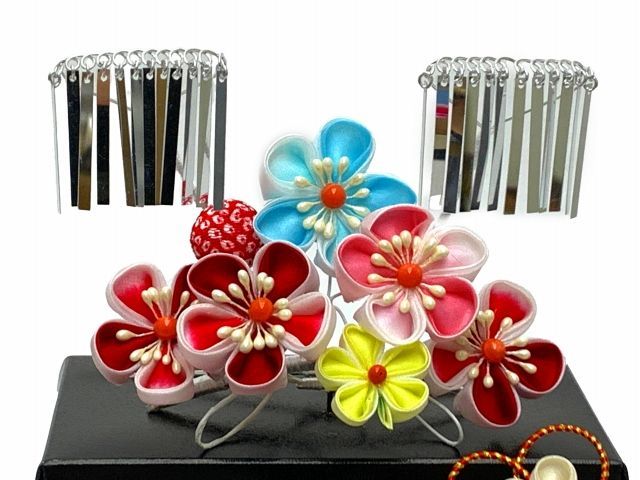 七五三 髪飾り 3点セット 7歳 つまみ細工 髪飾り 勝山セット「パステル