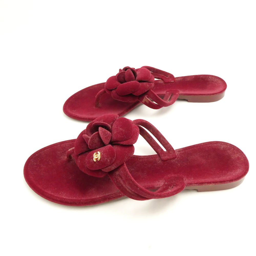 【美品】CHANEL カメリア トングサンダル 38 ココマーク シャネル CHANEL シャネル カメリア トングサンダル ビーチサンダル