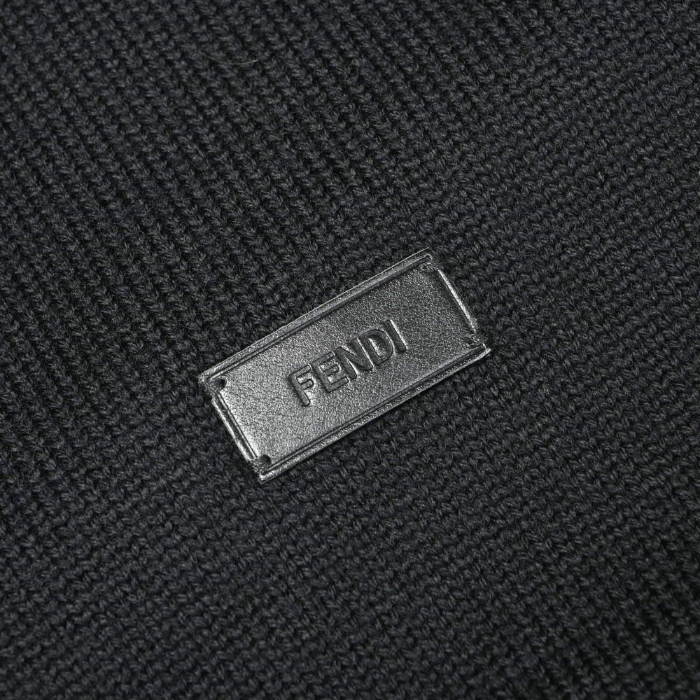 FENDI ウール混マフラー 黒/白　モンスター FFマフラー ウール ブラック | Fendi