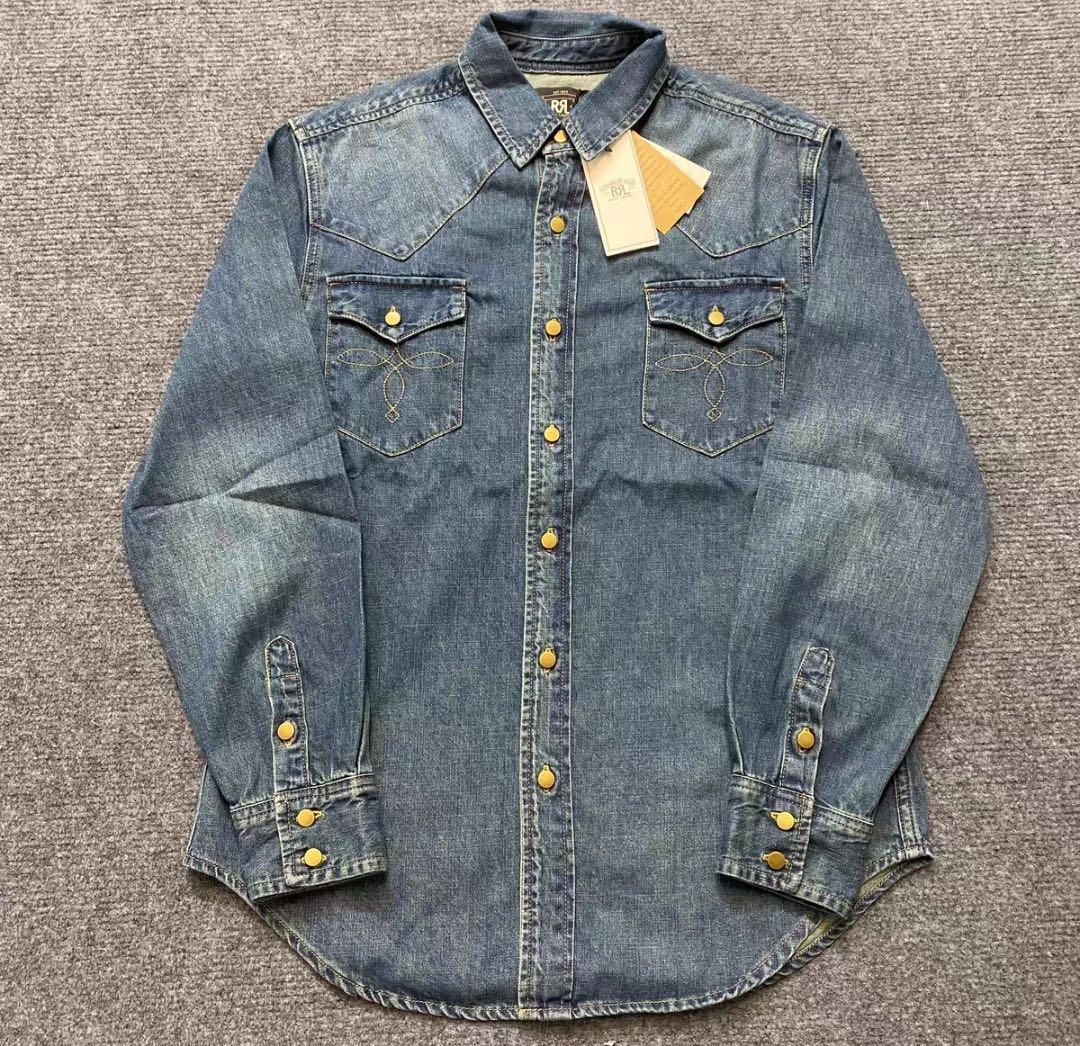 RRL ダブルアールエル デニム風シャツ 長袖 インディゴブルー S