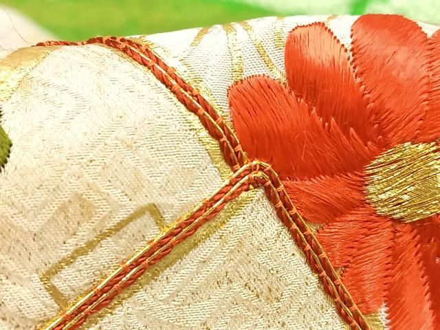 平和屋着物□豪華振袖 駒刺繍 絞り 霞扇面花文 金彩 正絹 逸品
