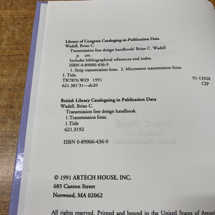 ▲01)【同梱不可】Transmission Line Design Handbook/Brian C Wadell/Artech House on Demand/伝送線路設計ハンドブック/洋書/A △01)【同梱不可】Transmission Line Design Handbook/Brian C
