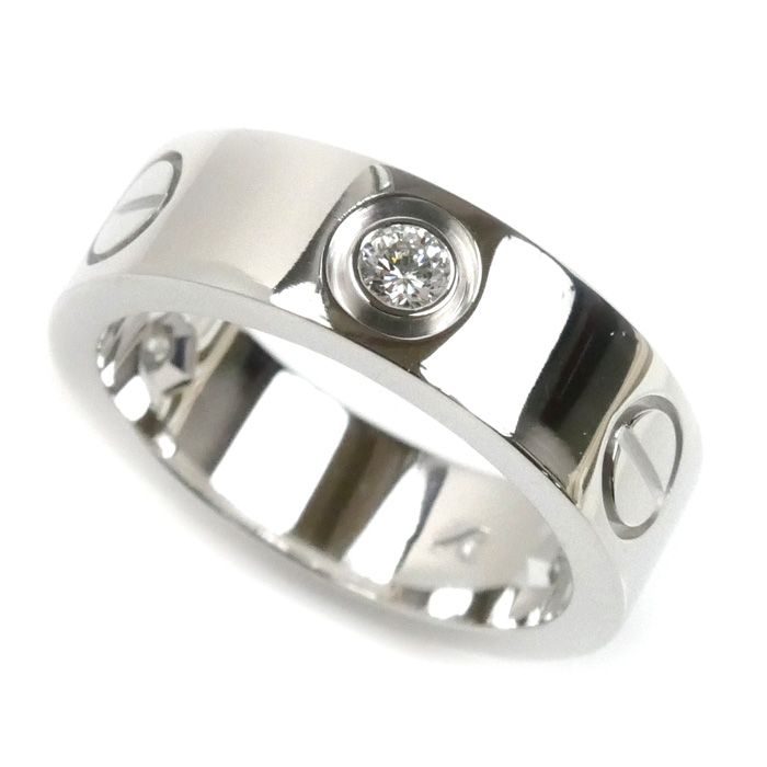 CARTIER カルティエ K18WG ホワイトゴールド ラブリング ハーフダイヤ リング 指輪 B4032548 ダイヤモンド 8号 48 7.9g レディース