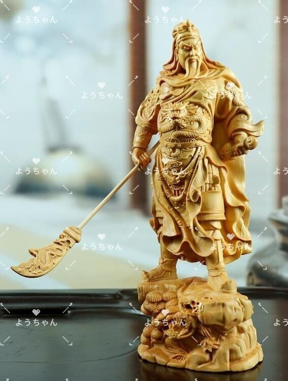 柘植材 仏教美術 木彫仏像 三国志 関羽様 極上品 仏教工芸 精密細工 関羽像 精密彫刻 武財神 中国武将