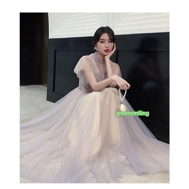 ブライズメイド ドレス ロングドレス 演奏会 袖あり 半袖 ノースリーブ