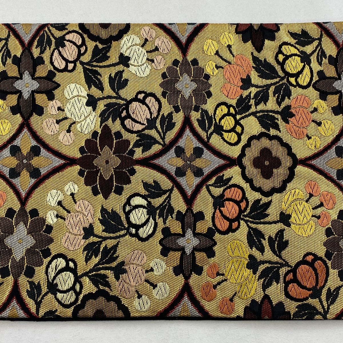 袋帯 秀品 草花 丸文 箔 刺繍 金色 六通 正絹 【中古】 - メルカリ