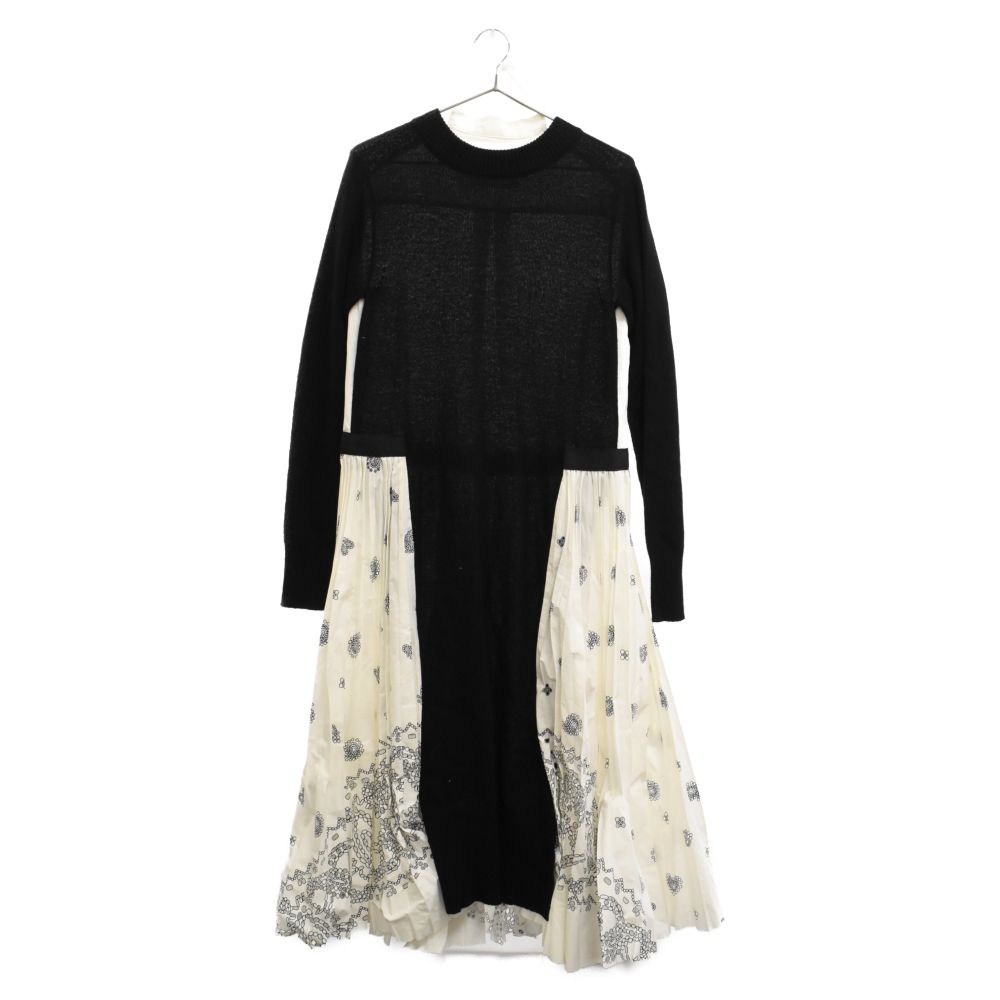 Sacai (サカイ) 21AW ニットドッキングプリーツワンピース レディース  