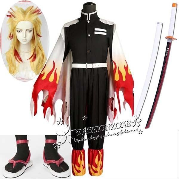 鬼滅の刃 風 煉獄杏寿郎 コスプレ衣装 ウィッグ靴 道具 武器 刀 cosplay ハロウィン仮装変装男女兼用 アニメ ゲーム コスチューム パーティ