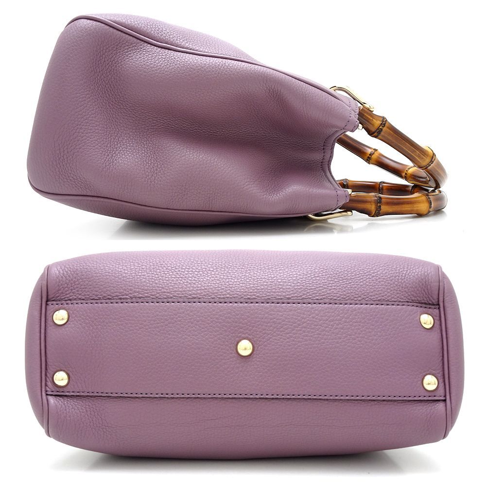 グッチ GUCCI 336032 2Wayバッグ レザー × バンブー パープル グッチ GUCCI 336032 2Wayバッグ レザー × バンブー パープル