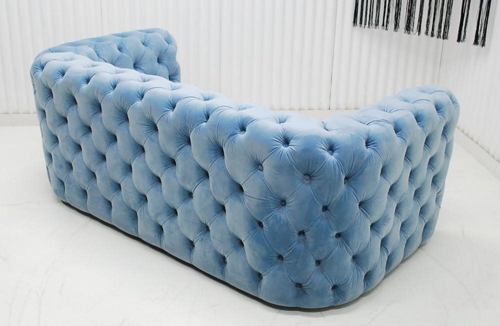 アウトレット 現品限り 入荷 大 一部 ラグジュアリーモダン ３人掛け ソファー チェスターフィールド調 ブルーグレイ NEXPOTALLINN_EU