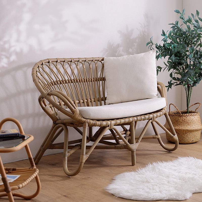 ヴィンテージ調ラタン ラブチェア 2Pソファ 2人掛けソファ ラタン