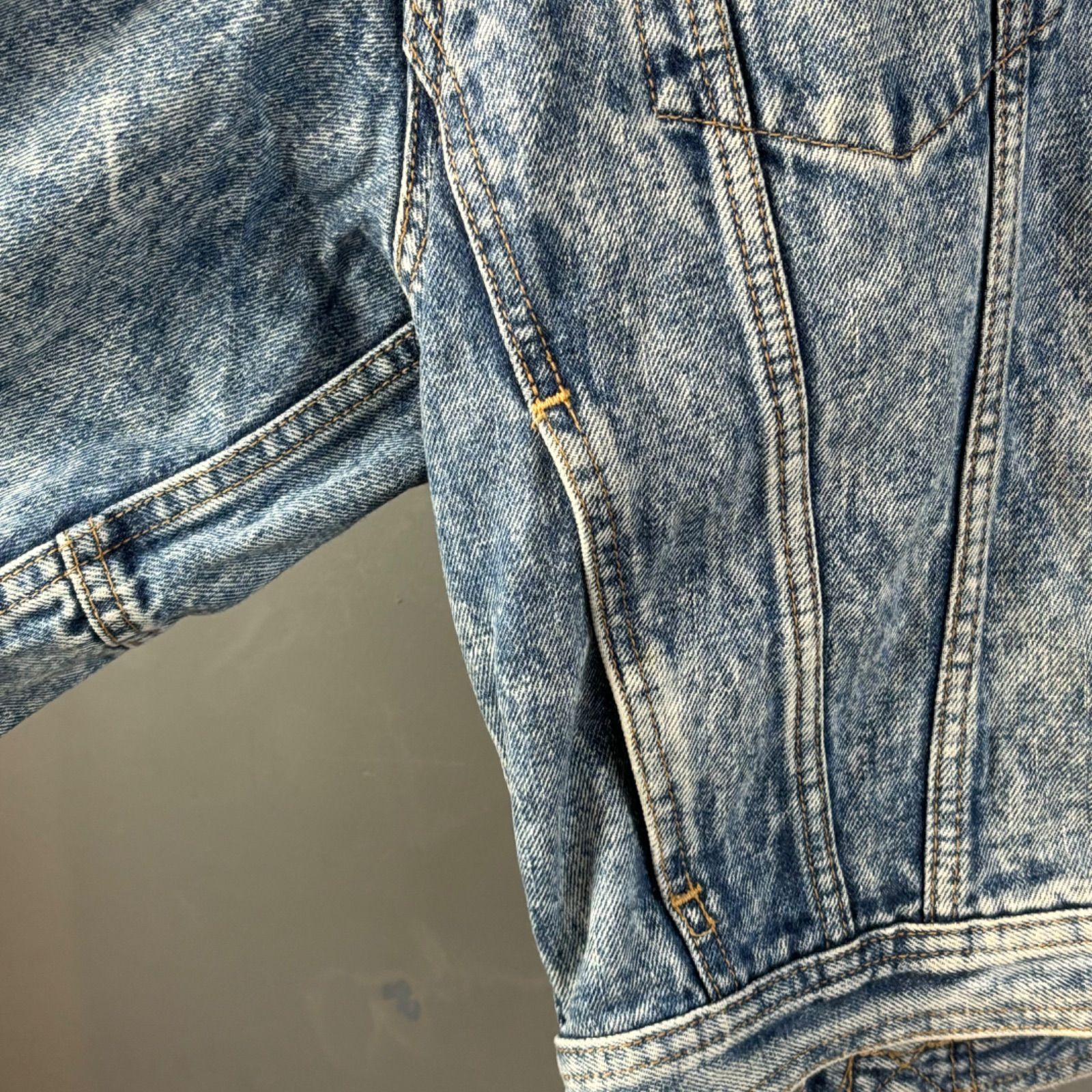 90s Vintage EDWIN Chemical Wash Denim Trucker Jacket ヴィンテージ 