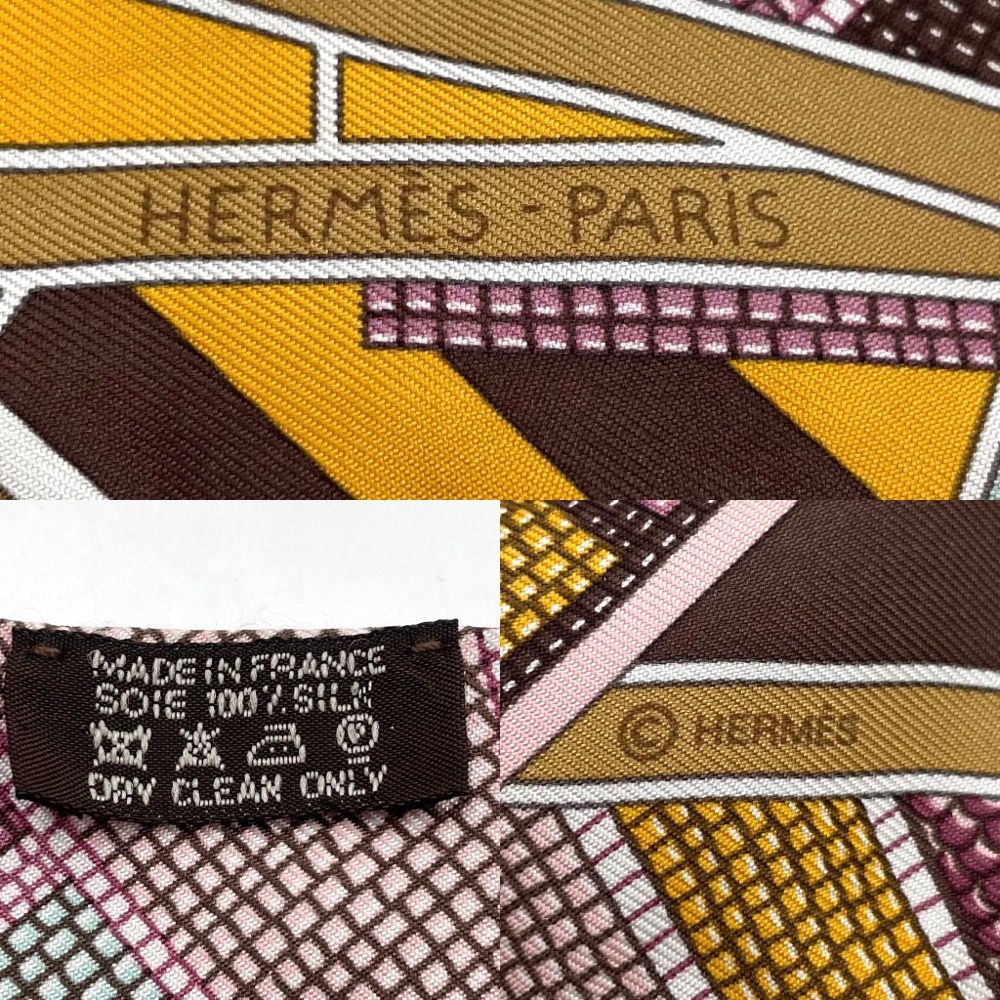 エルメス スカーフ レディース L`Art Indien des Plaines 草原のインディアンアート ツイリー Twilly  ファッションアイテム HERMES シルク オレンジ マルチカラー 定番 美品【中古品】