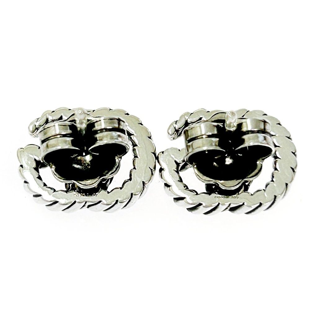 中古】【箱付き】 GUCCI グッチ シルバー ダブルG ツイスト ピアス 3.6