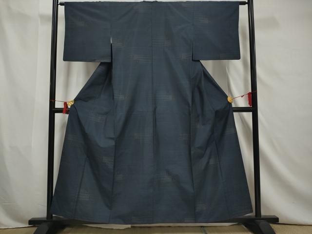 平和屋着物▽上質な紬 単衣 風景草花文 正絹 逸品 CAAP5518ut 平和