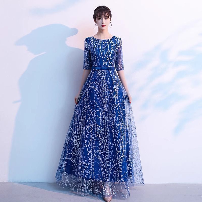 パーティードレス 発表会 演奏会 ドレス ロングドレス ワンピース ロング丈 結婚式 二次会 上品 感 お呼ばれ レディース 大人 ピアノ 発表会 フォーマルドレス 袖付き20代 30代 40代 50代