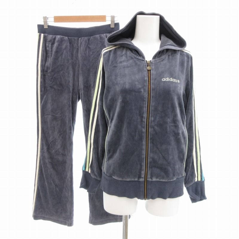 アディダスネオ adidas neo LABEL セットアップ ジャージ パーカー ジャケット フ パンツ イージー ベロア S 紺 ネイビー |TZ