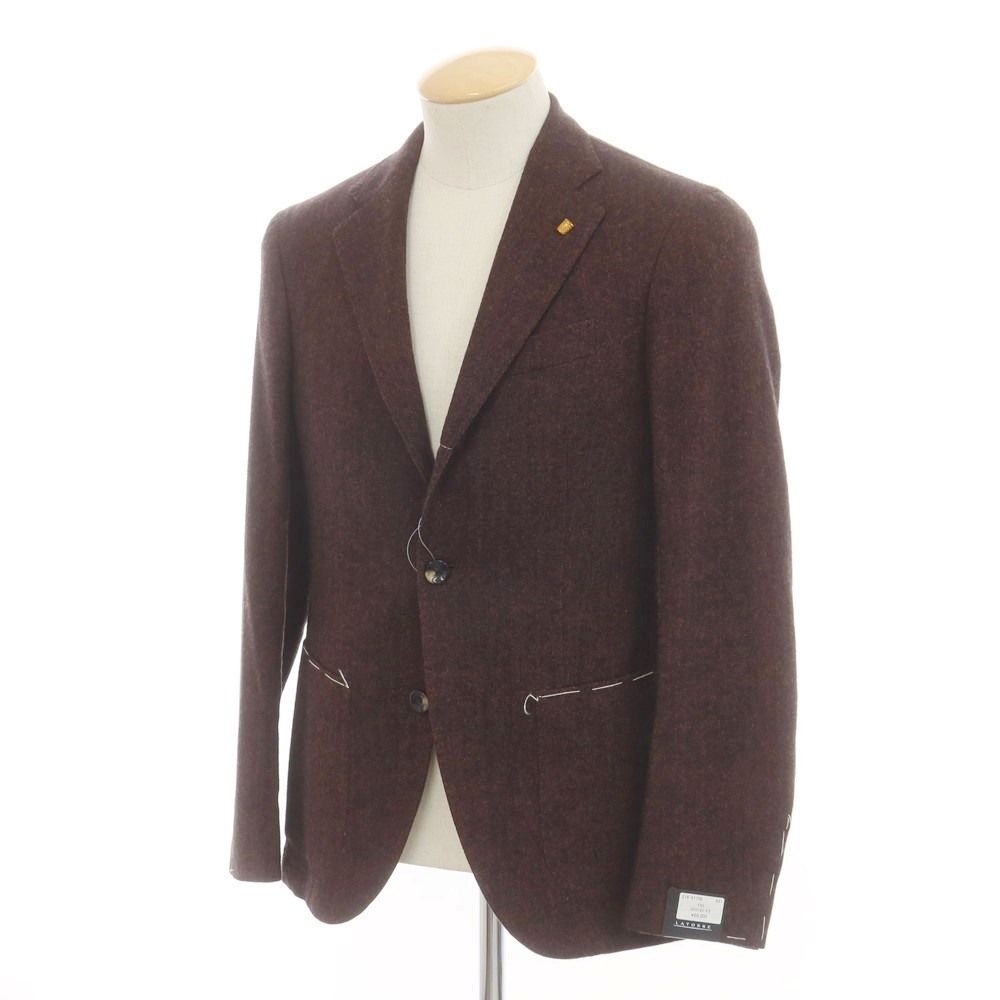 サルトリア ラトーレ SARTORIA LATORRE ストレッチウールナイロン テーラードジャケット ダークレッドブラウン サイズ44 メンズ
