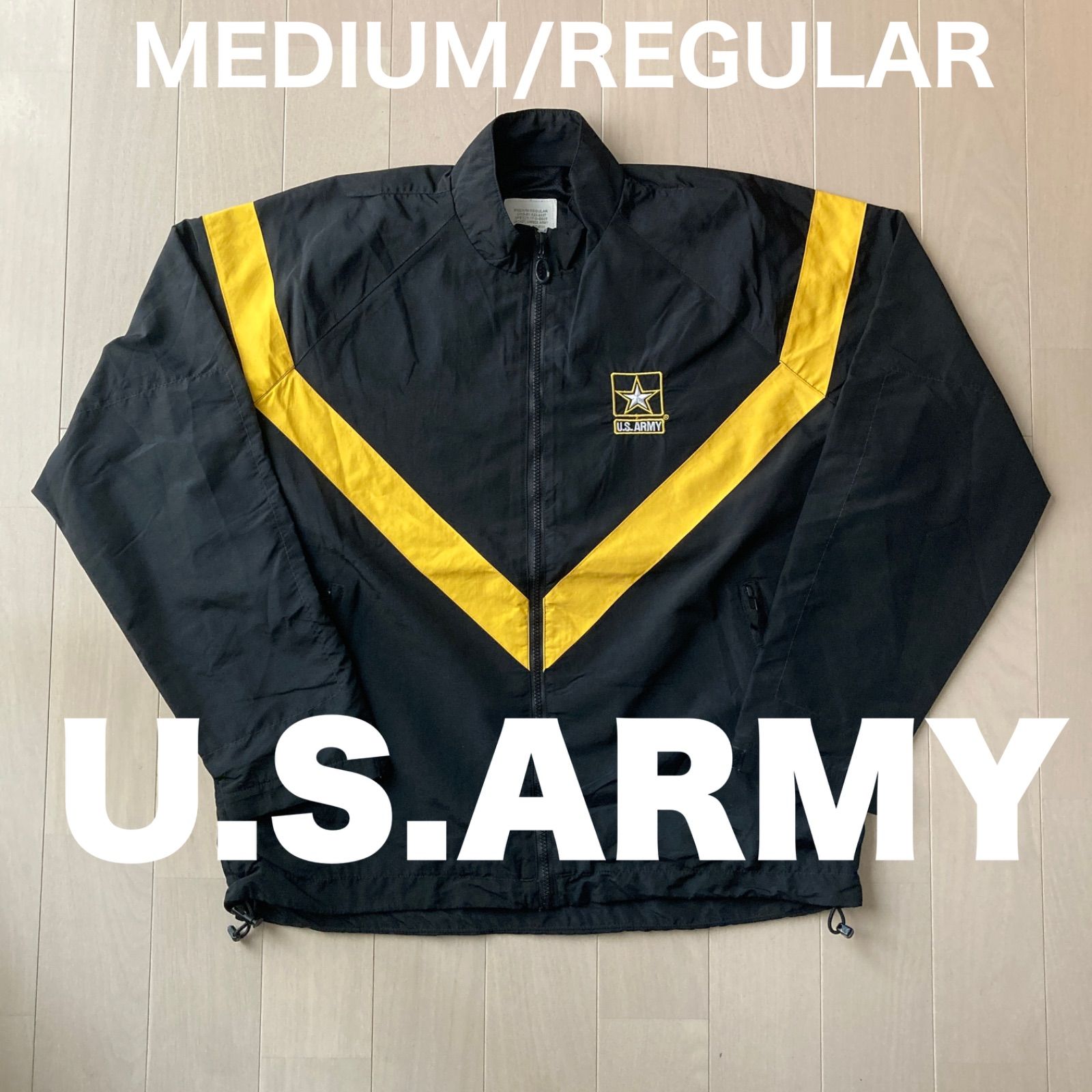 18【US ARMY APFU】米軍 ナイロンジャケット 黒黄 Mサイズ - LOBO'S