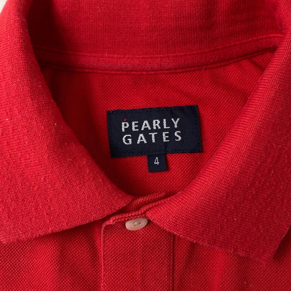 （美品）パーリーゲイツ、メゾンロゴシリーズ、ポロシャツ、サイズ4 PEARLY GATES ポロシャツ サイズ4 レッド パーリーゲイツ ポロシャツ