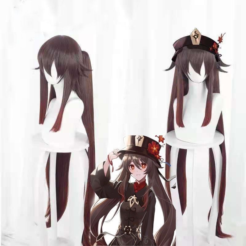 胡桃 ウィッグ セット済み 原神 コスプレ 現品限り 三分妄想 原神 コスプレ 胡桃 フータオ ウィッグ