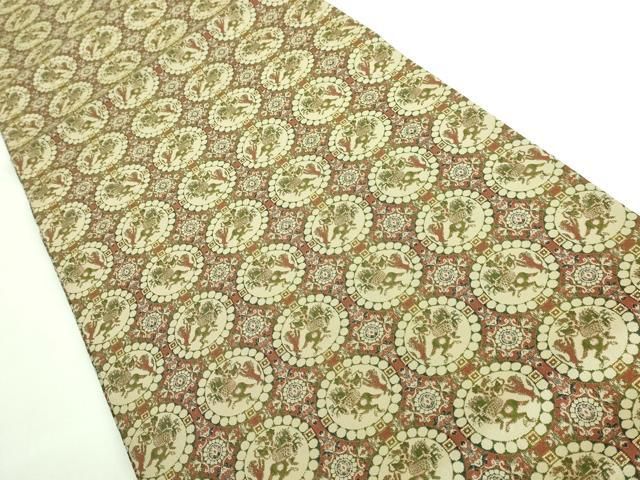 平和屋着物□極上 龍村美術織物 九寸開き名古屋帯 獅子狩文錦 逸品  