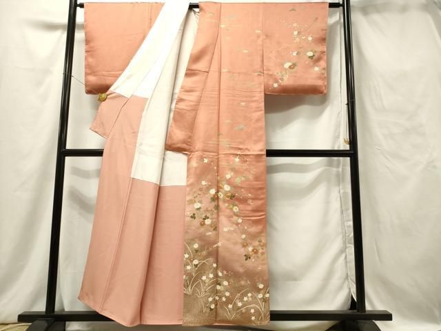 平和屋着物□訪問着 駒刺繍 草花文 菊 暈し染め 金彩 正絹 逸品 未使用  