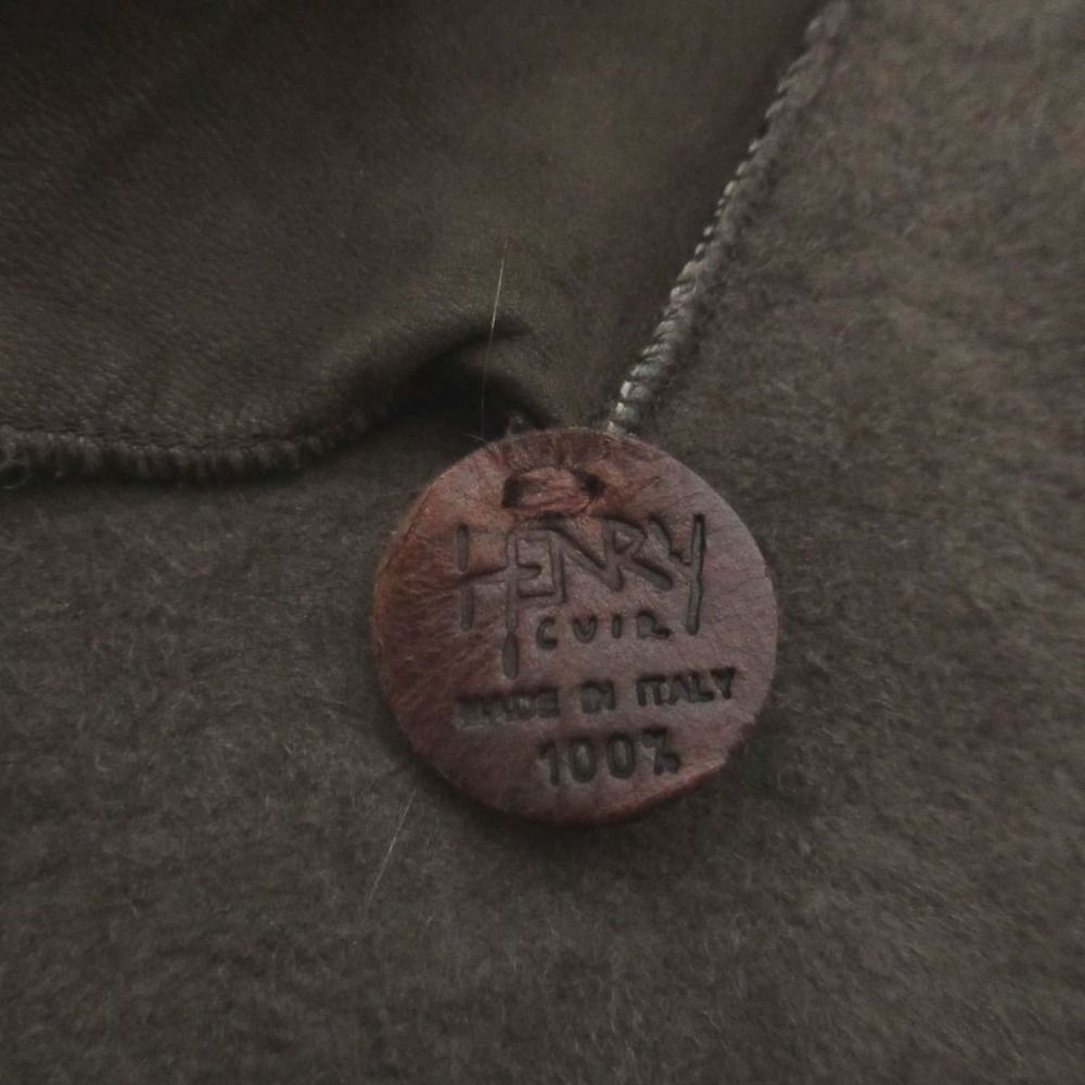 美品 HENRY CUIR アンリークイール ボーダー ノーカラー リバーシブル 