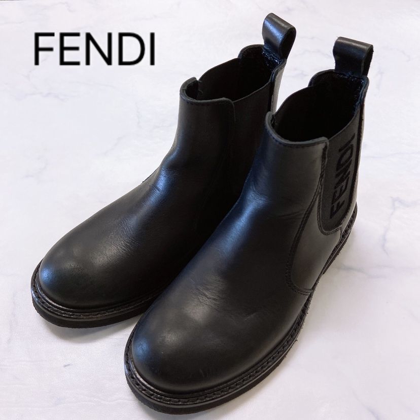 訳有】FENDI フェンディ キッズ靴 子供靴 ブーツ 30 18cm相当 黒 ...