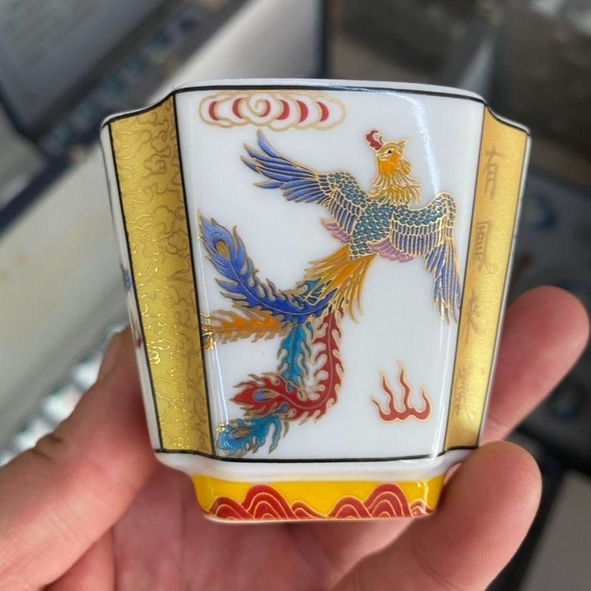 中国茶器 琺瑯彩龍鳳茶杯 カップル杯 主人杯 四方杯 新品未使用 中国茶器 琺瑯彩龍鳳茶杯 カップル杯 主人杯 四方杯 新品未使用