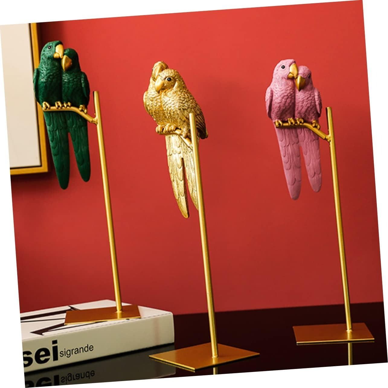 カップルバードのオーナメント 3カラー 鳥 オウム カップルオウム  デスク飾り 装飾品 インテリア雑貨 置物 オウム卓上装飾 オウム飾り 卓上ミニチュア デスクトップ ミニチュア置物 ミニチ