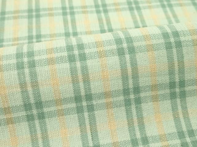 平和屋本店□極上 越後片貝木綿 紺仁謹製 反物 小千谷織物 格子柄 証紙  