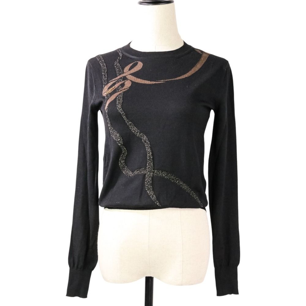 良品 LOUIS VUITTON ルイヴィトン ラメ リボン ジャガード シルク  