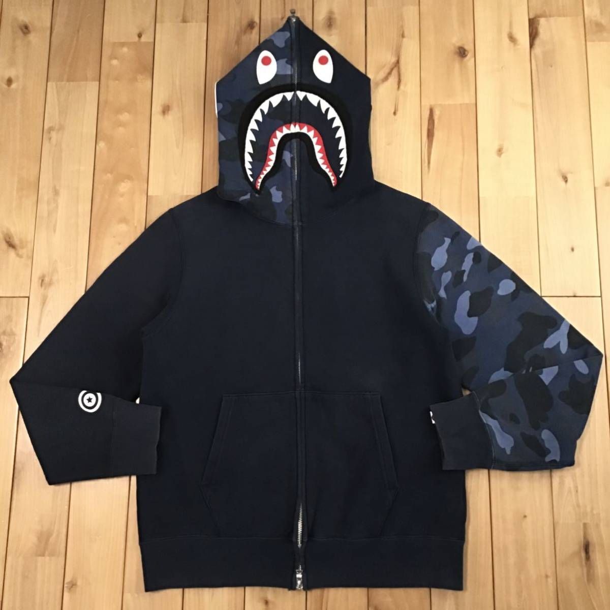 Blue camo × NAVY シャーク パーカー Mサイズ shark full zip hoodie a