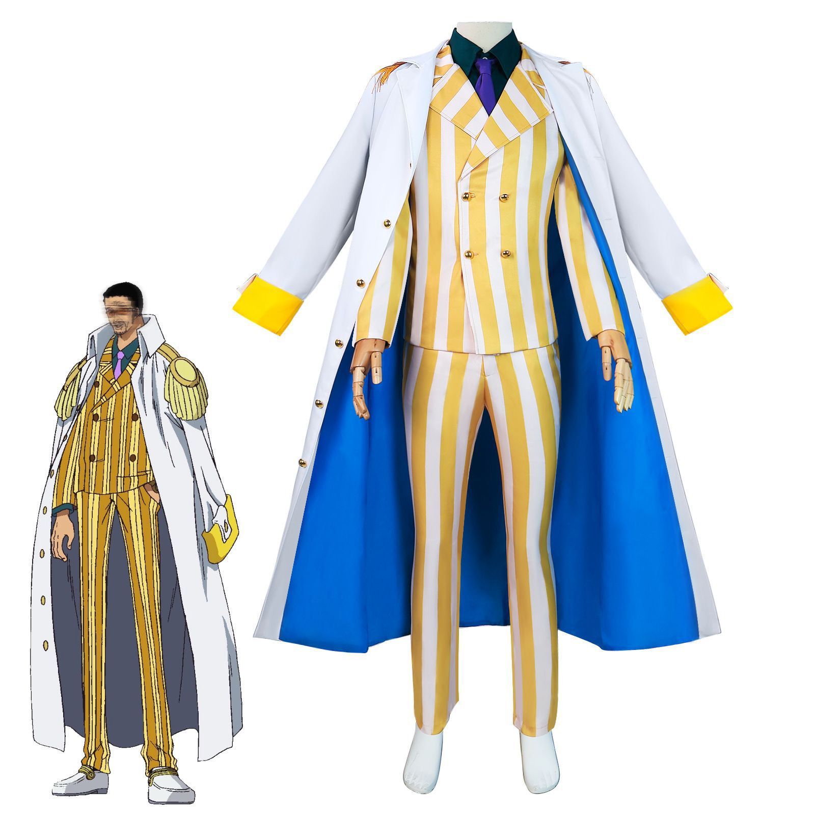 黄猿大将軍 コスプレ衣装 ワンピース ONE PIECE ワンピース 海軍三大将 五老星風 正義マント付き 仮装 キャラクター服 ハロウィン パーティー イベント A114