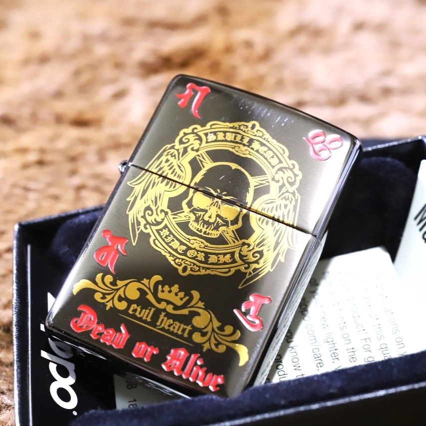 髑髏 ZIPPO】スカル ジッポーライター DEAD OR ALIVE ブラック