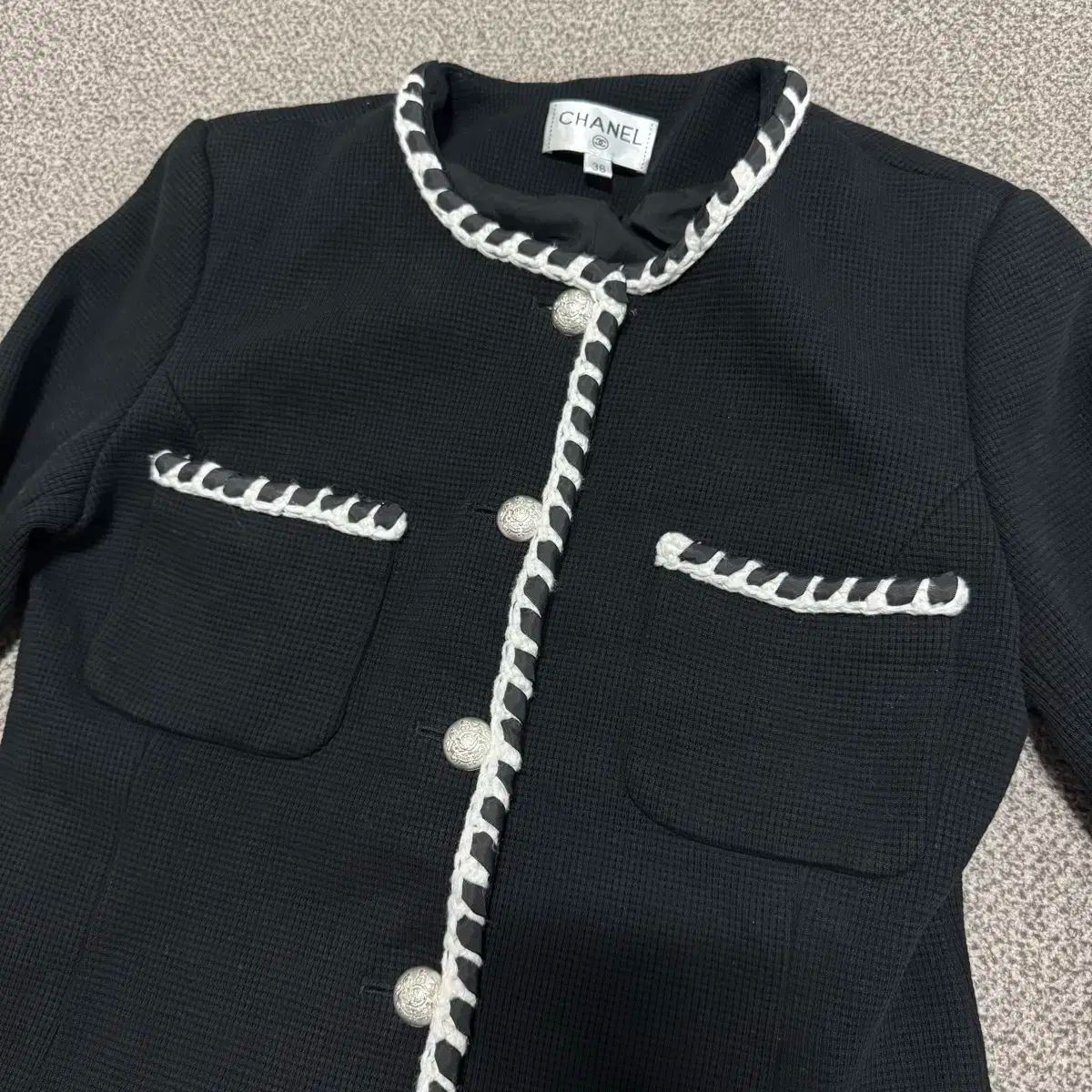 CHANEL ツイードジャケット CHANEL シャネル ノーカラージャケット ツイード フロントジップ