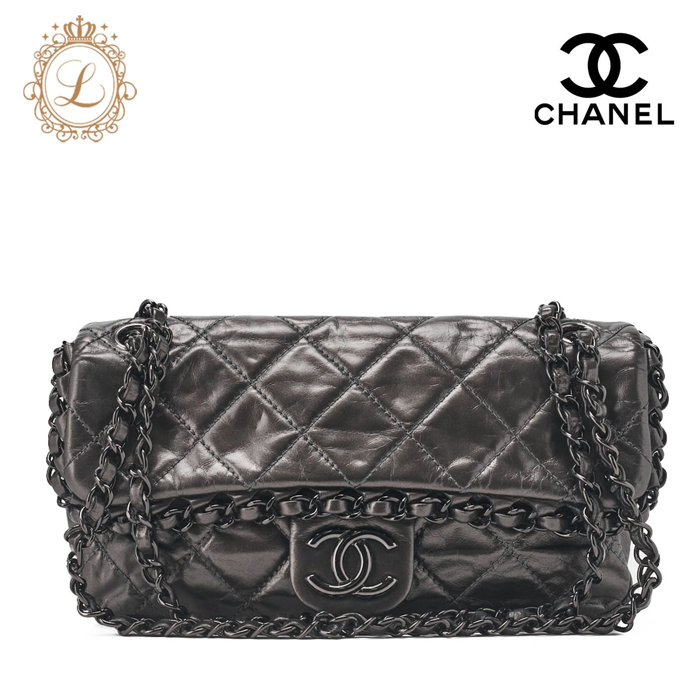 CHANEL シャネル マトラッセ ラグジュアリー チェーンショルダーバッグ ヴィンテージカーフ 黒 ブラック金具 レディースバッグ ハイブランド